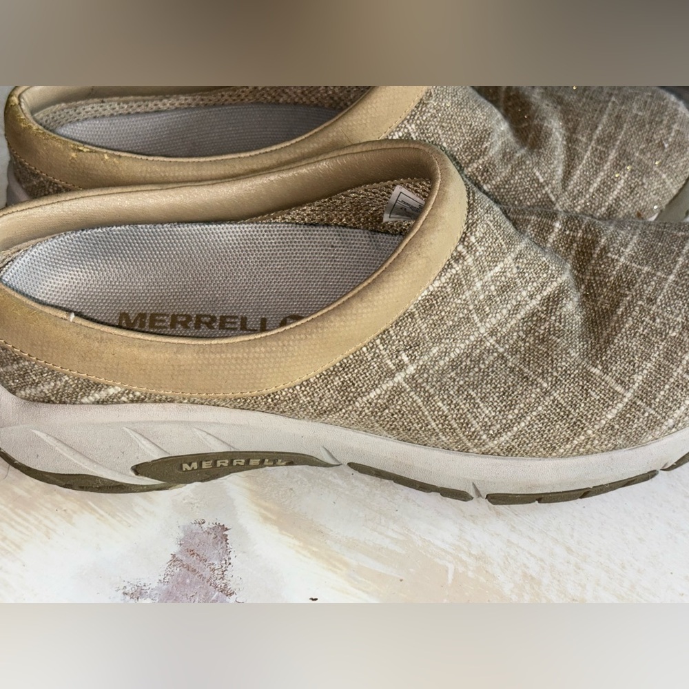 Merrell Rucksack Tan Cream Brown Slip-On Shoes Size 6.5 - Picture 4 of 10
